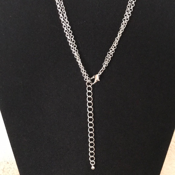 SILVER TONE LONG DOUBLE NECKLACE - Picture 5 of 5